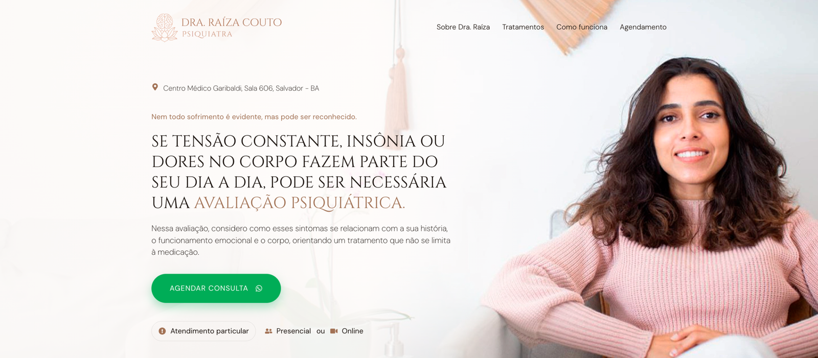 Página de uma profissional de saúde mental analisada no estudo de caso