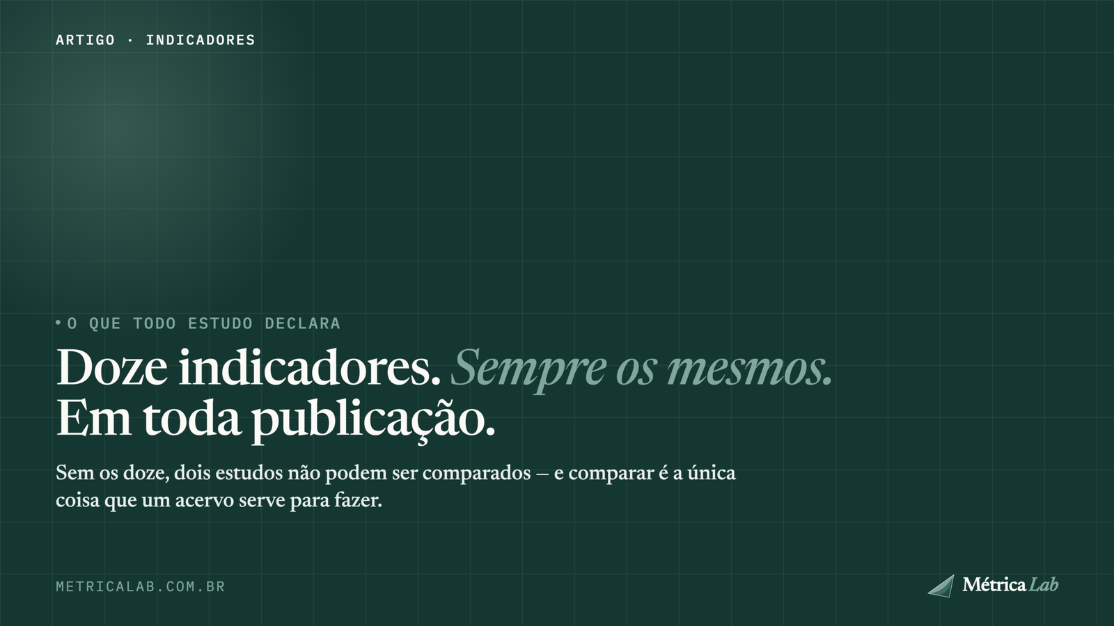 Doze indicadores. Sempre os mesmos. Em toda publicação.