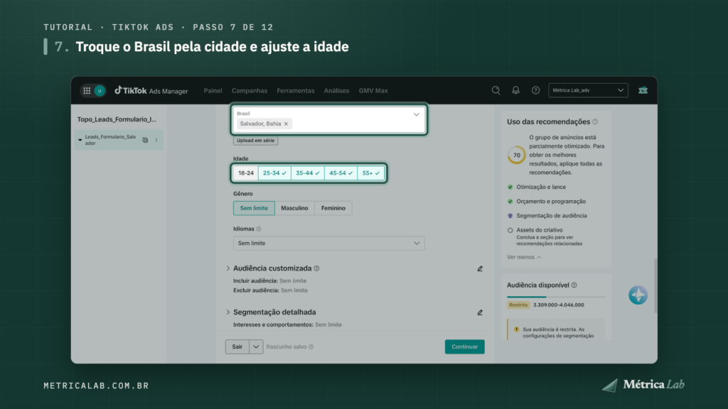 Salvador no local e a idade a partir de 25 anos.