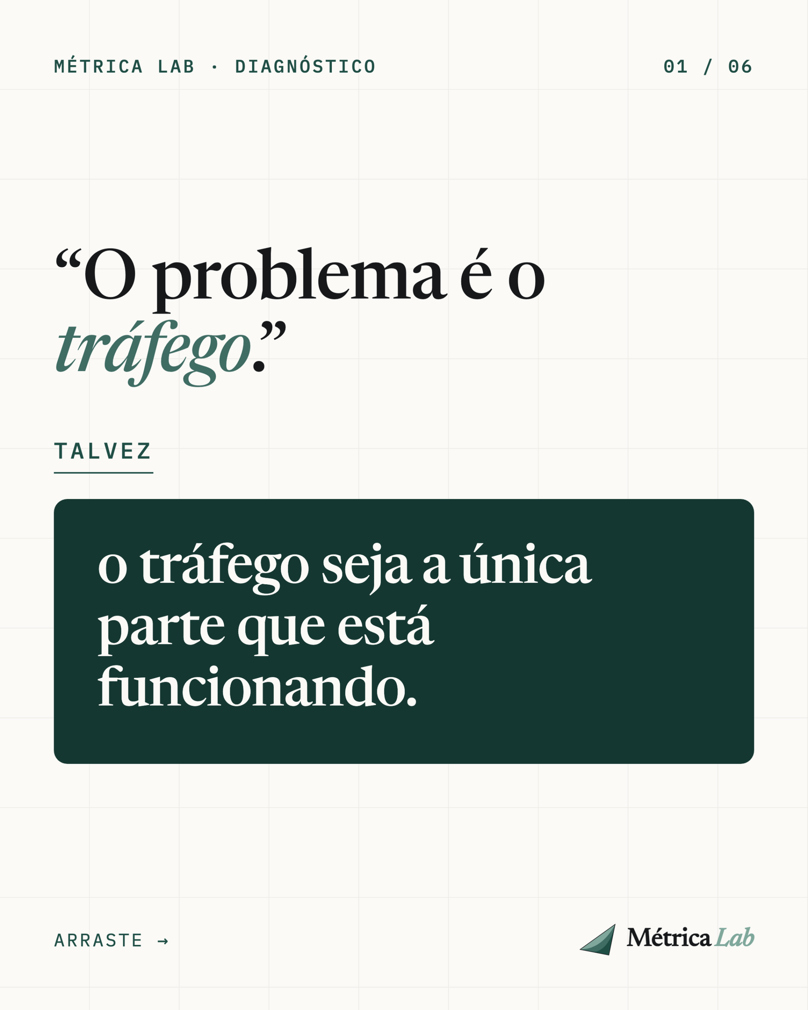 “O problema é o tráfego” — capa do carrossel